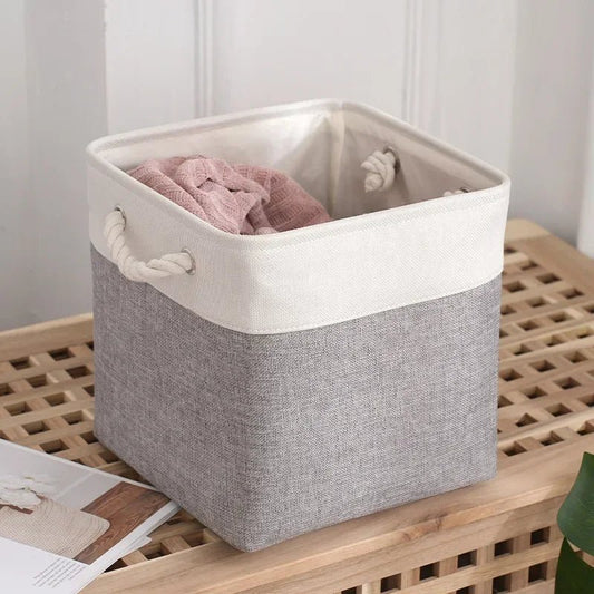 Panier De Rangement Linge - LingeBox™ - Blanc & Gris - Rangement Universel