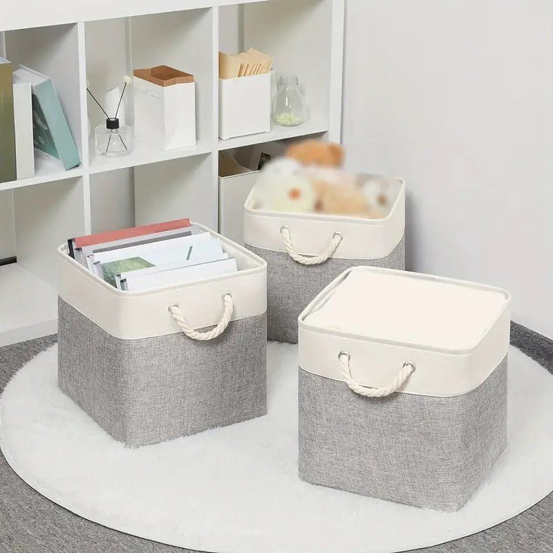 Panier De Rangement Linge - LingeBox™ - Blanc & Gris - Rangement Universel