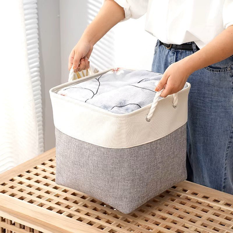 Panier De Rangement Linge - LingeBox™ - Blanc & Gris - Rangement Universel