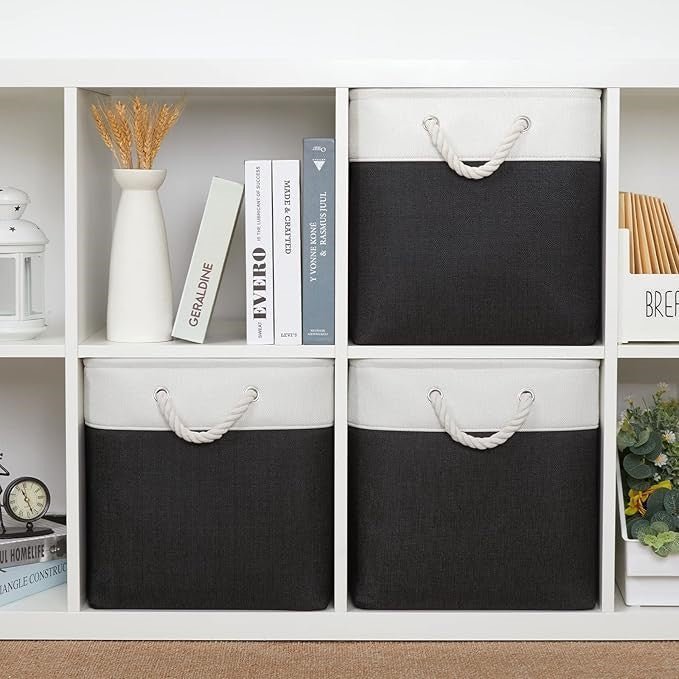 Panier De Rangement Linge - LingeBox™ - Blanc & Noir - Rangement Universel