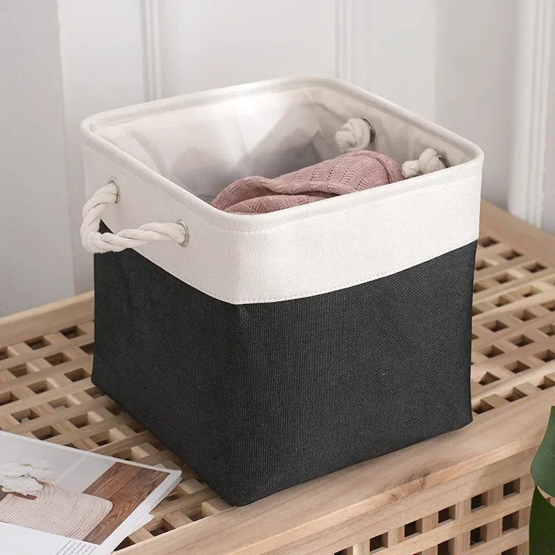 Panier De Rangement Linge - LingeBox™ - Blanc & Noir - Rangement Universel