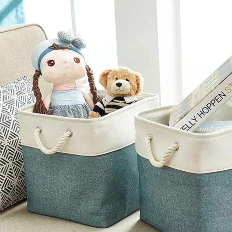 Panier De Rangement Linge - LingeBox™ - Blanc & Vert - Rangement Universel