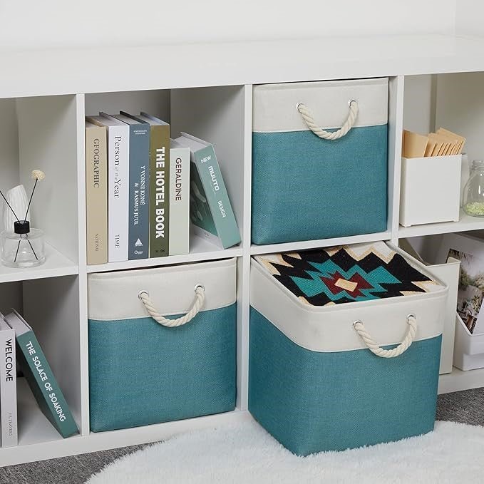 Panier De Rangement Linge - LingeBox™ - Blanc & Vert - Rangement Universel