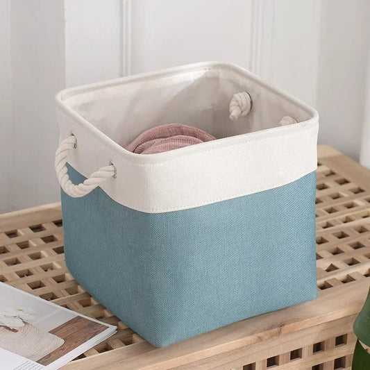 Panier De Rangement Linge - LingeBox™ - Blanc & Vert - Rangement Universel