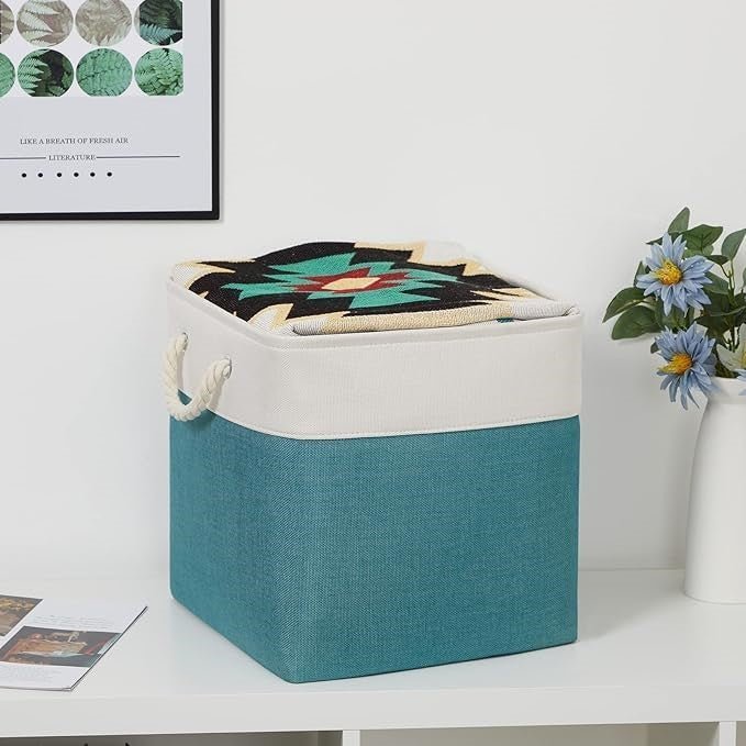Panier De Rangement Linge - LingeBox™ - Blanc & Vert - Rangement Universel