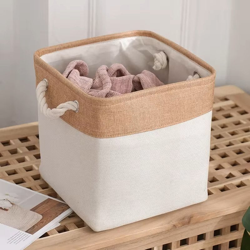 Panier De Rangement Linge - LingeBox™ - Kaki & Blanc - Rangement Universel