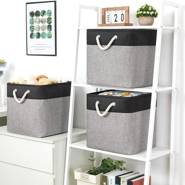 Panier De Rangement Linge - LingeBox™ - Noir & Gris - Rangement Universel