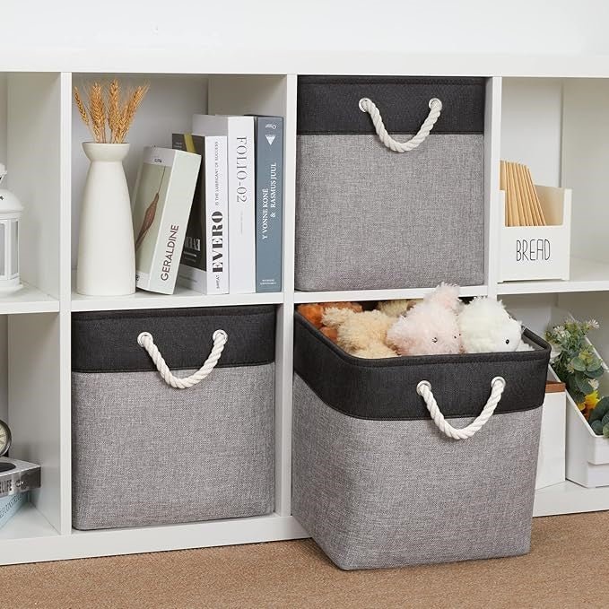 Panier De Rangement Linge - LingeBox™ - Noir & Gris - Rangement Universel